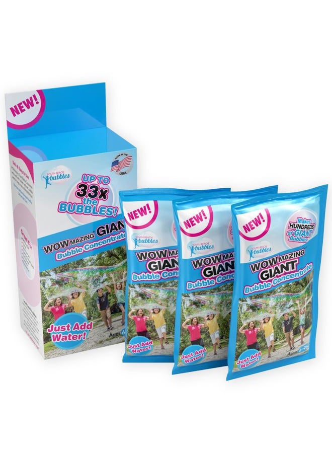 WOWmazing Giant Bubble Concentrate Solution - Making Big Bubbles (3 Pouches of Bubble Refill) - Just Add Water - Made in USA - Image 1