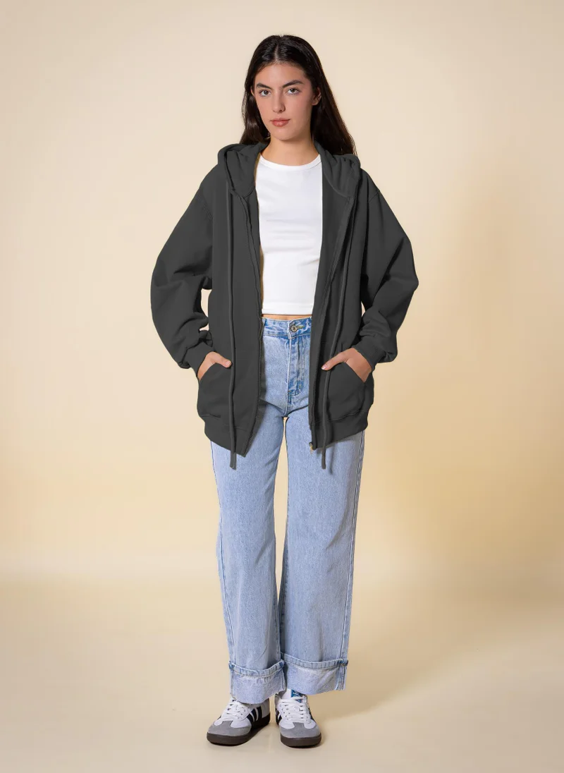 SHAPES OVERSIZED HOODIE WITH ZIP