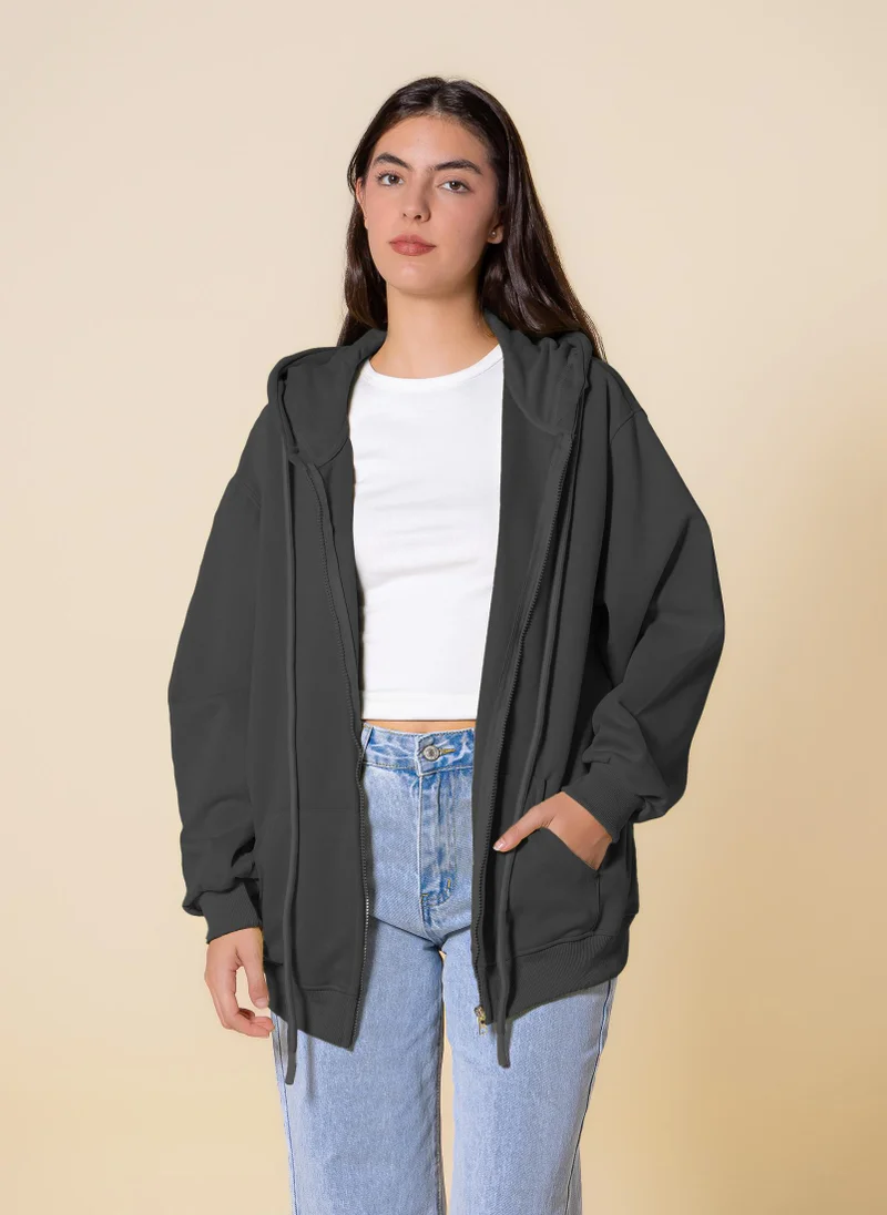 SHAPES OVERSIZED HOODIE WITH ZIP