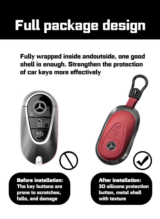 The first layer of cowhide material key cover, suitable for Mercedes-Benz, the original car mold, restore the original texture of the key,goodcar - Image 5