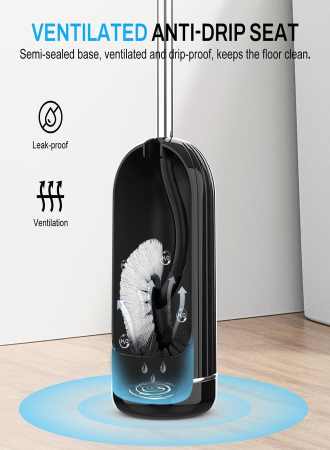 SetSail Toilet Brush and Holder Set, Compact Size Curved Toilet Bowl Brush for Bathroom Deep Cleaning with Stainless Steel Handle Toilet Cleaner Brush, Black - Image 4