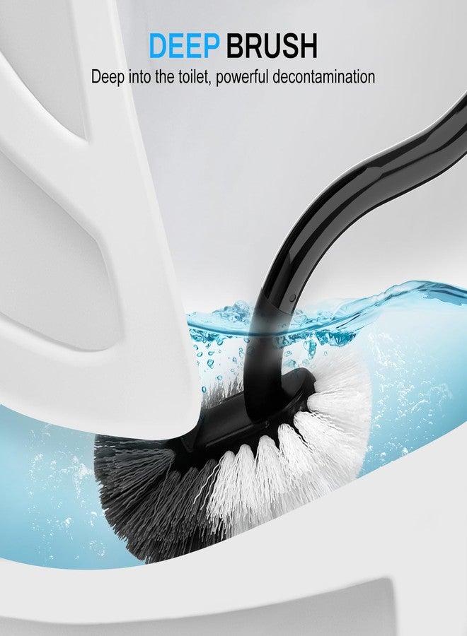 SetSail Toilet Brush and Holder Set, Compact Size Curved Toilet Bowl Brush for Bathroom Deep Cleaning with Stainless Steel Handle Toilet Cleaner Brush, Black - Image 3