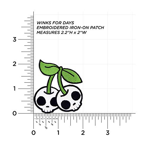 Winks For Days Cherry Skulls Embroidered Iron-On Patch - Image 3