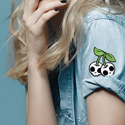 Winks For Days Cherry Skulls Embroidered Iron-On Patch - Image 5