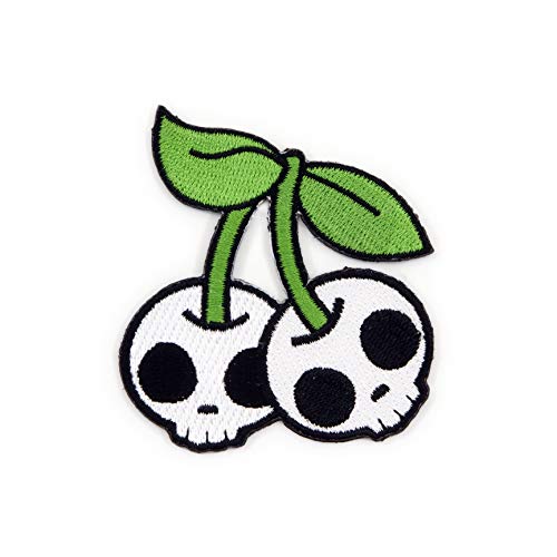 Winks For Days Cherry Skulls Embroidered Iron-On Patch - Image 1