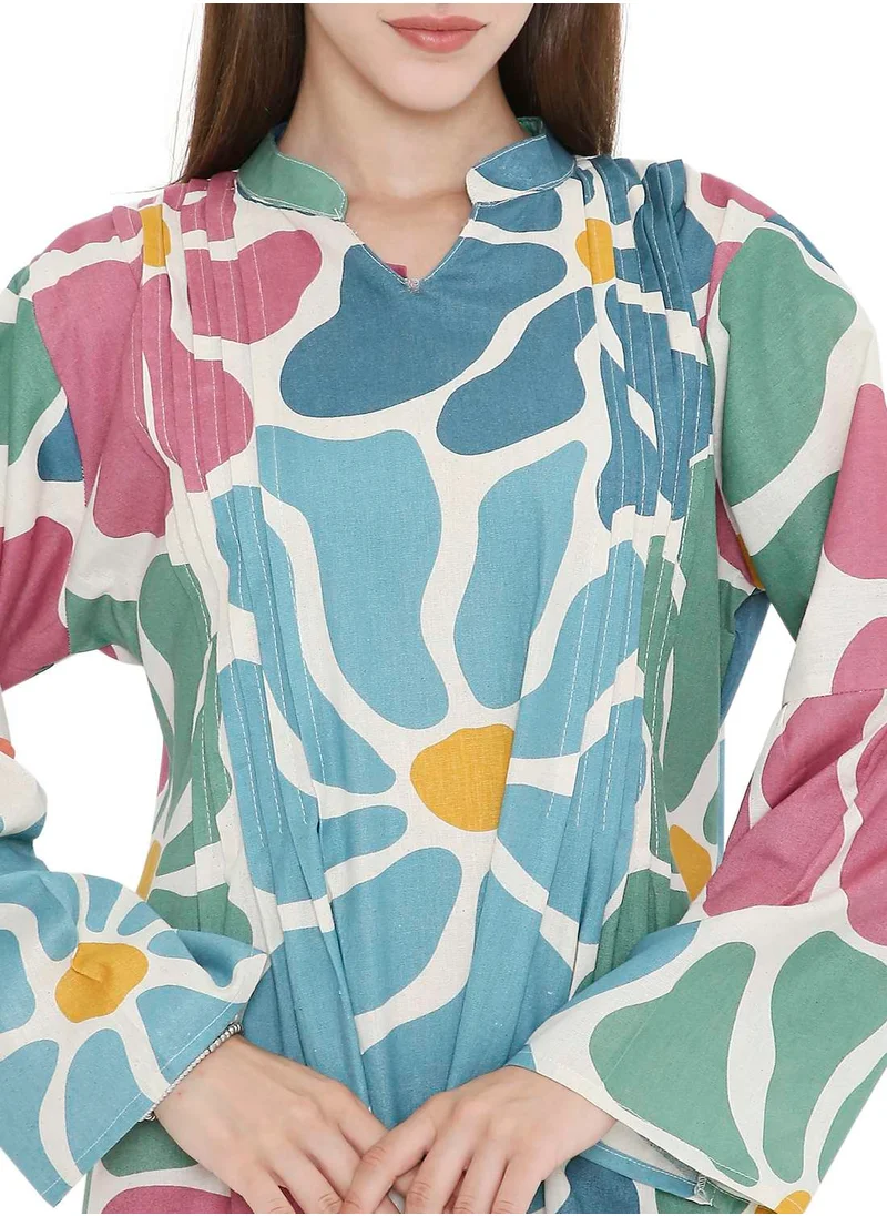 HANA & SARA HIGH QUALITY SHORT PRINTED FARASHA ARABIC KAFTAN JALABIYA DRESS