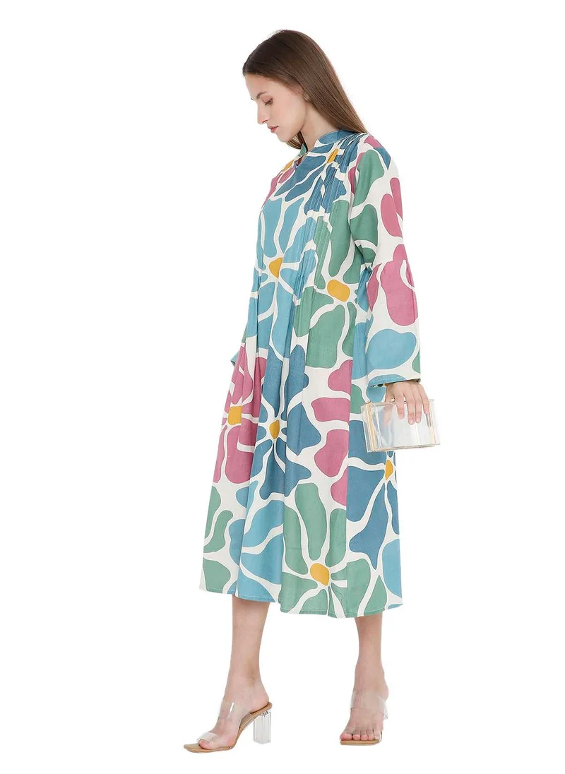 HANA & SARA HIGH QUALITY SHORT PRINTED FARASHA ARABIC KAFTAN JALABIYA DRESS