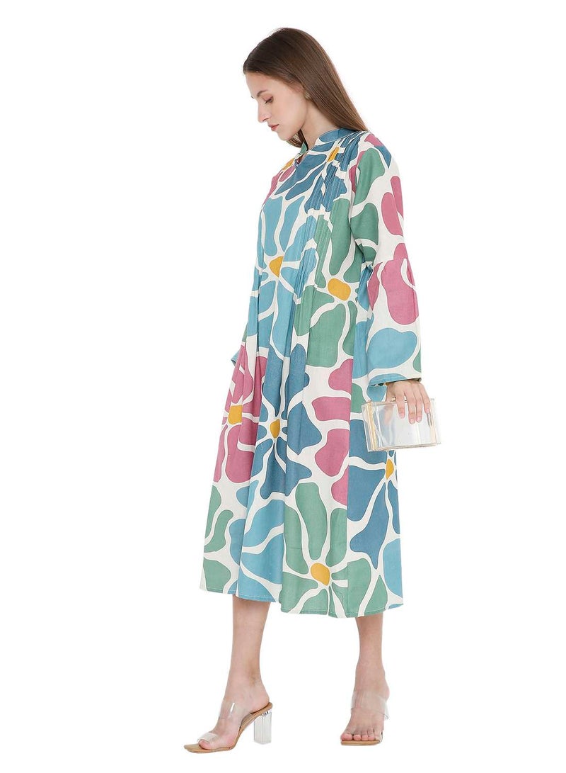 HANA & SARA HIGH QUALITY SHORT PRINTED FARASHA ARABIC KAFTAN JALABIYA DRESS  - Image 5