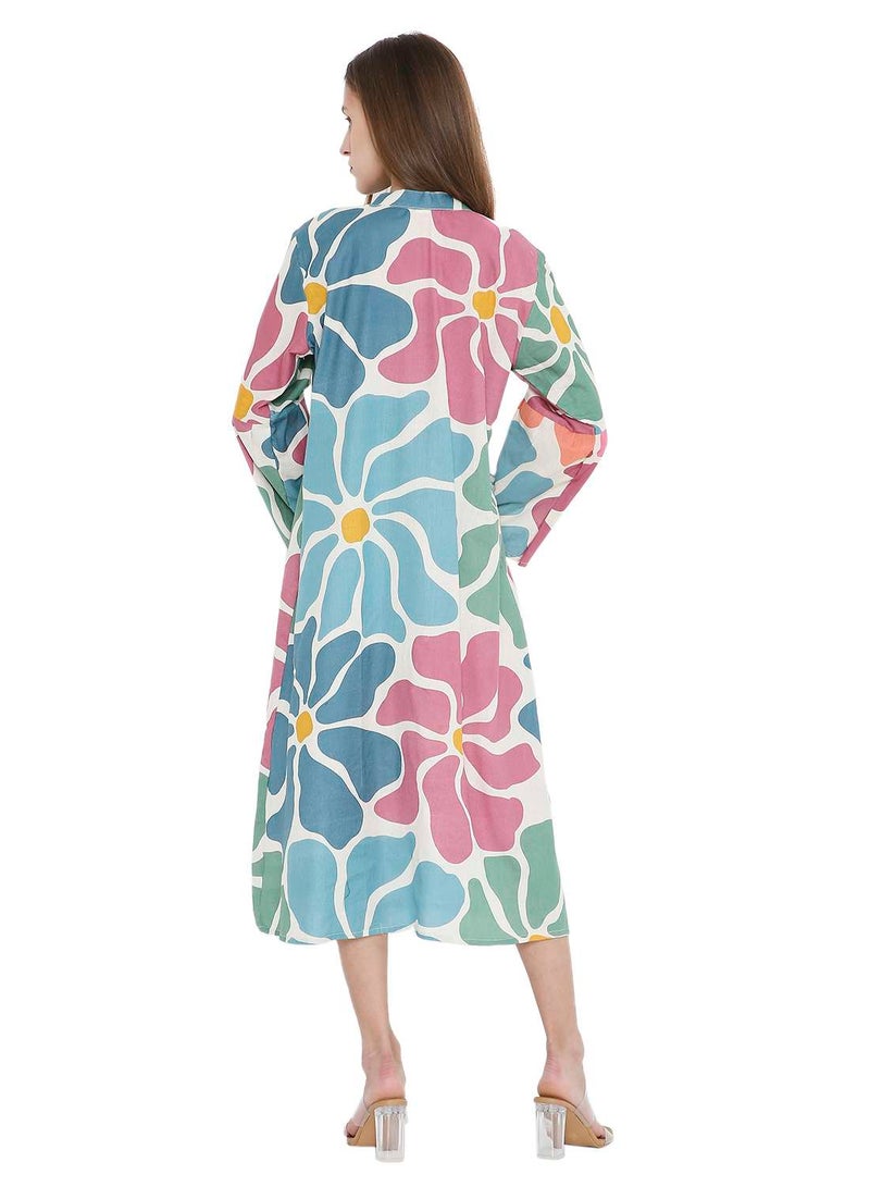 HANA & SARA HIGH QUALITY SHORT PRINTED FARASHA ARABIC KAFTAN JALABIYA DRESS  - Image 2