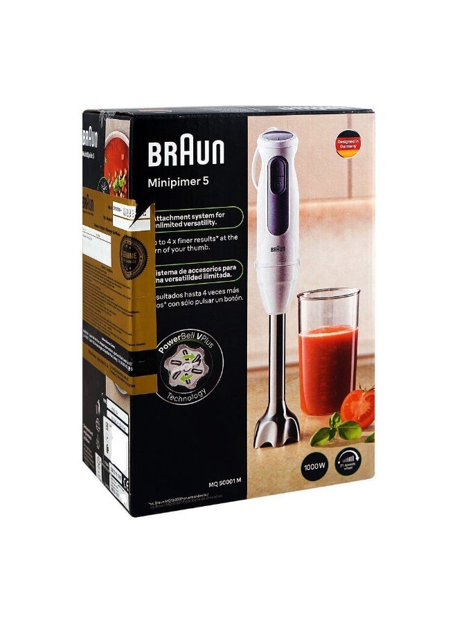 BRAUN Multiquick 5 Hand Blender With Powerbell Plus Technology 1000 W White 600 ML Cup MQ 50001 M - Image 4
