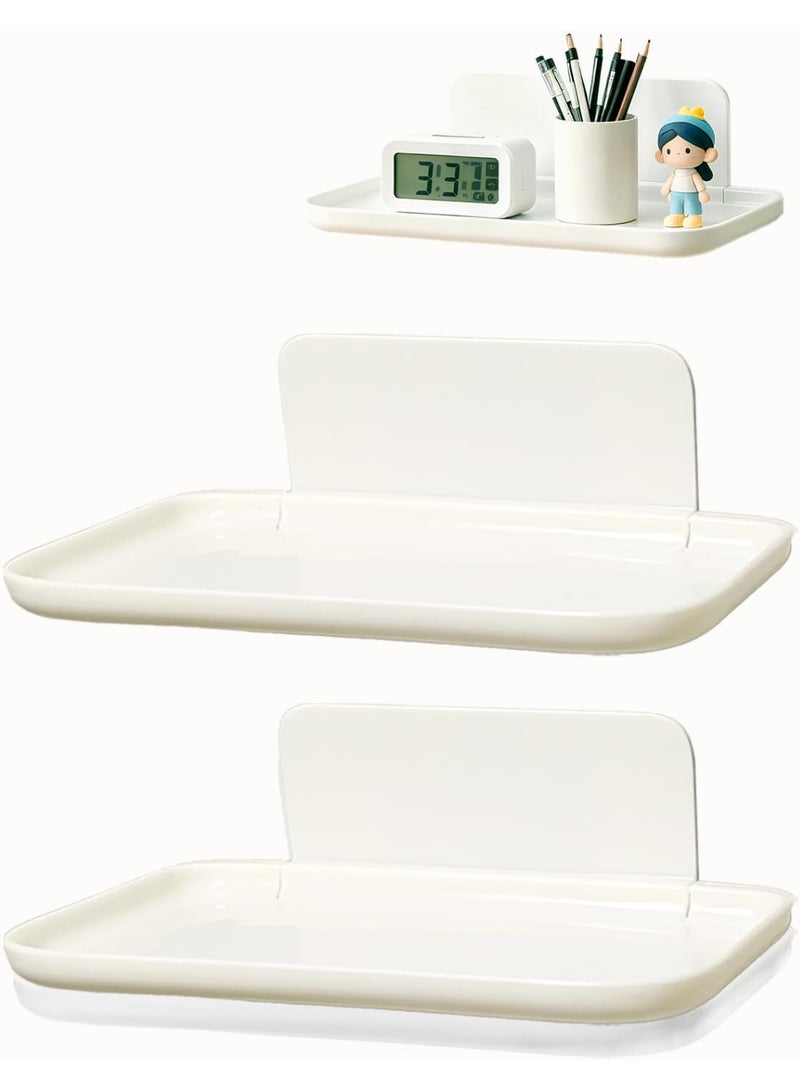 Arabest 3 Pcs Small Foldable Floating Shelves for Living Room Bathroom,Bedside Shelf No Drill,Adhesive Shelves Organizer,Stick on Wall Rack Shelf Kitchen Entryway Bedroom,Bed Bedside Tray White - Image 1