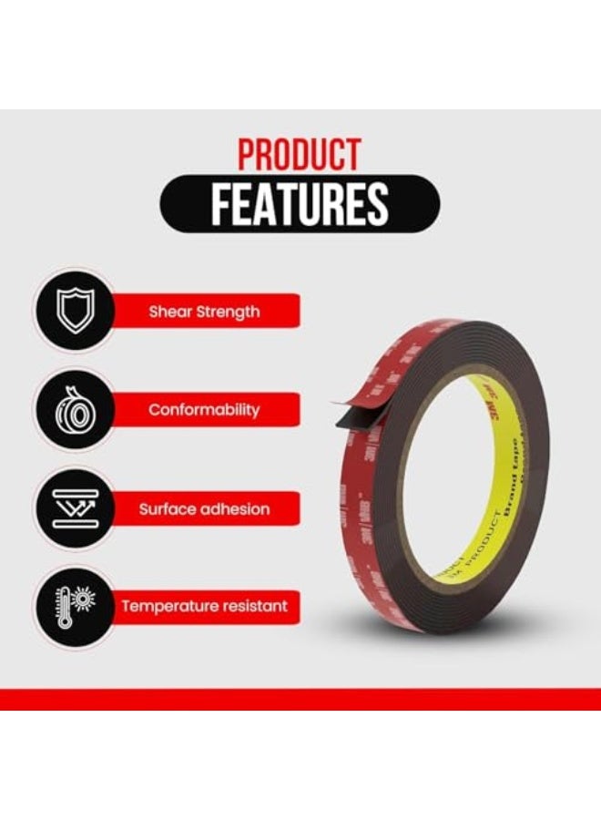 2Pcs 3M Double Sided Tape (3m × 12mm), VHB Heavy Duty Waterproof and High Temperature Resistant Tape for Walls,Double Sided Mounting Tape for Car, LED Strip Light, Home/Office Decor, 0.8mm Thick - Image 2