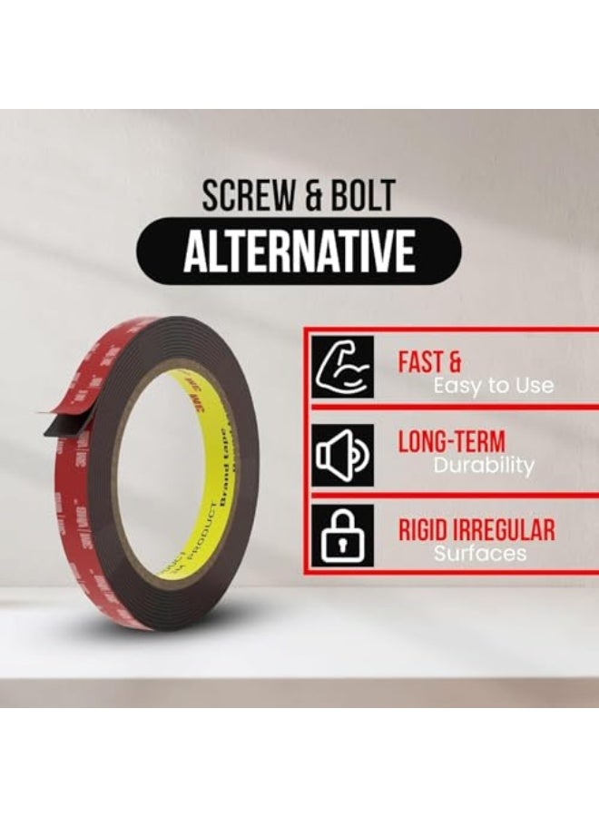 2Pcs 3M Double Sided Tape (3m × 12mm), VHB Heavy Duty Waterproof and High Temperature Resistant Tape for Walls,Double Sided Mounting Tape for Car, LED Strip Light, Home/Office Decor, 0.8mm Thick - Image 3