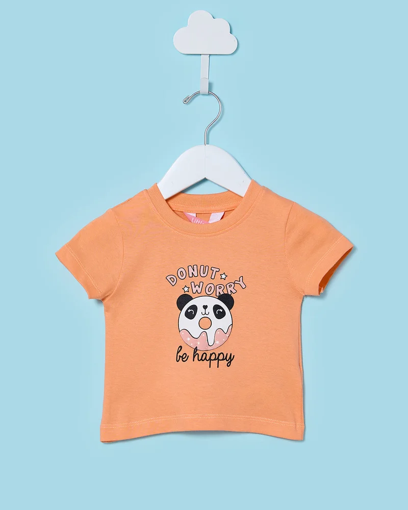 Redtag Infant Girls Yellow And Orange Printed Pyjama Set (2 Piece)