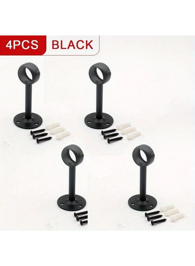 4pcs Black Curtain Pole Brackets Wall Ceiling Mount Garage Warehouse Storage Support - Image 1