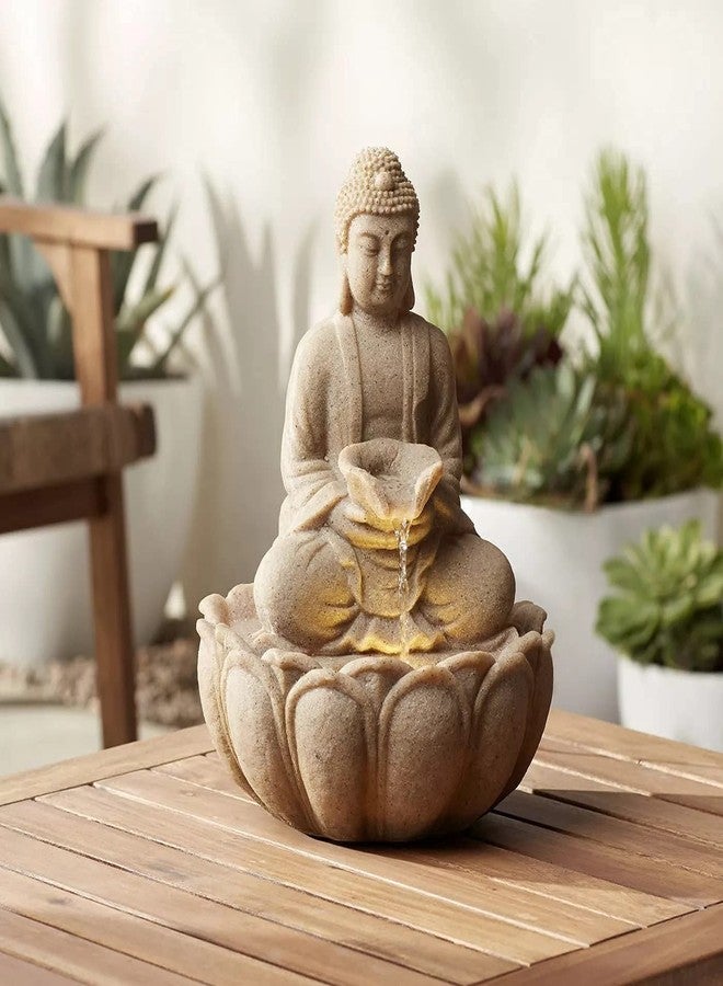 Briovy Polyresin Table Top Indoor & Outdoor Water Fall Fountain with LED Lights Home Decor Decoration Anniversary & Birthday Gift Gifting Items (FN 81) (FN-43)