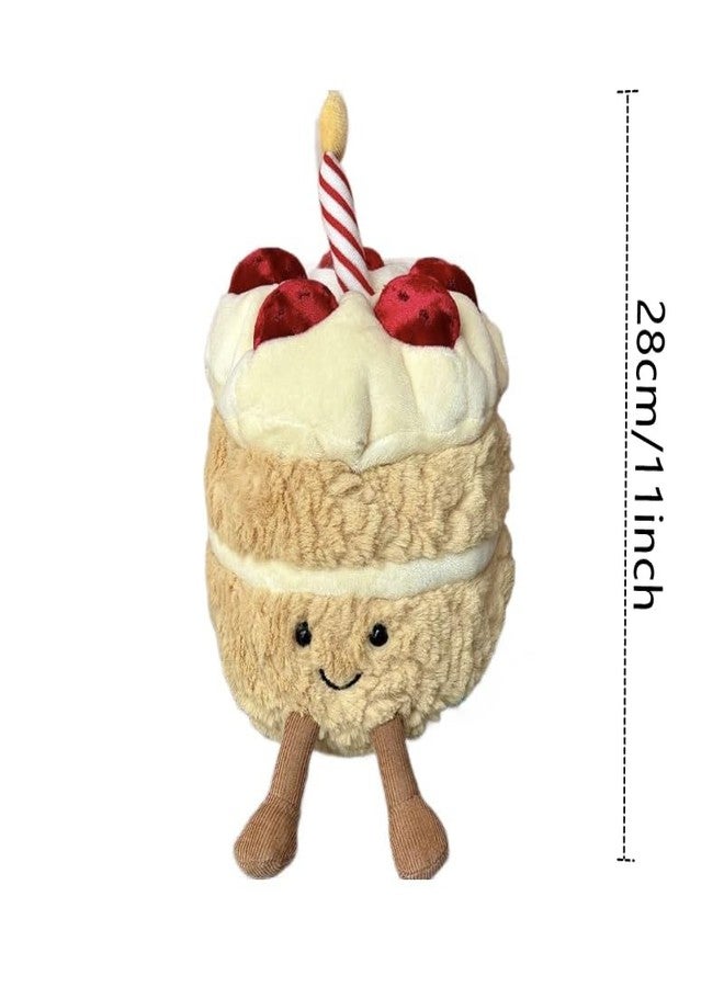 Maomoto 11'' Birthday Cake Plush Toy,Cute Smile Cake Pillow Amuseable Birthday Cake Collectable Plush Decoration Funny Soft Food Plushies Toy Gifts for Kids - Image 2