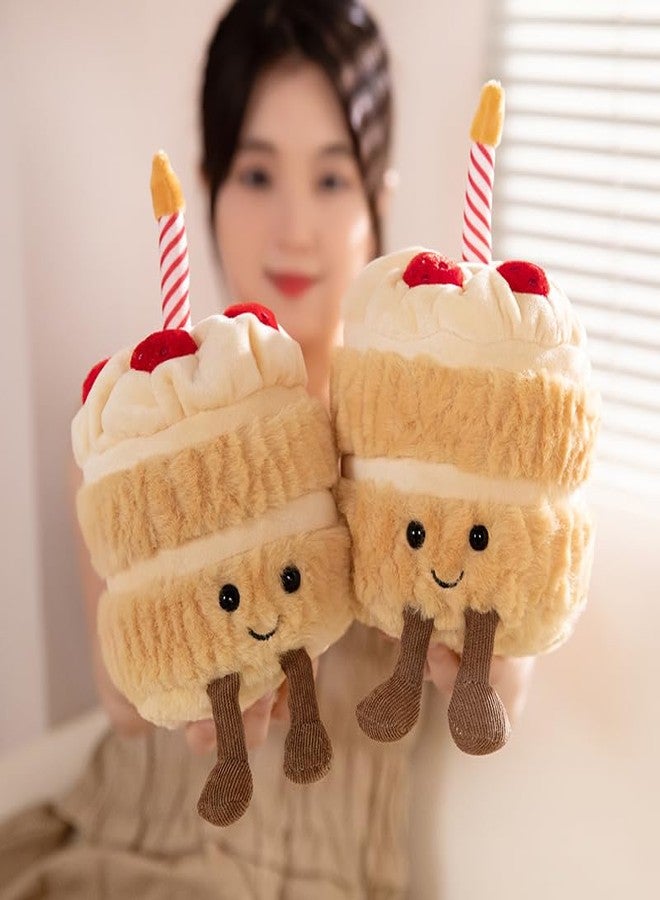 Maomoto 11'' Birthday Cake Plush Toy,Cute Smile Cake Pillow Amuseable Birthday Cake Collectable Plush Decoration Funny Soft Food Plushies Toy Gifts for Kids - Image 3