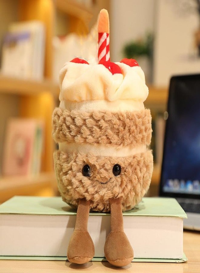 Maomoto 11'' Birthday Cake Plush Toy,Cute Smile Cake Pillow Amuseable Birthday Cake Collectable Plush Decoration Funny Soft Food Plushies Toy Gifts for Kids - Image 1