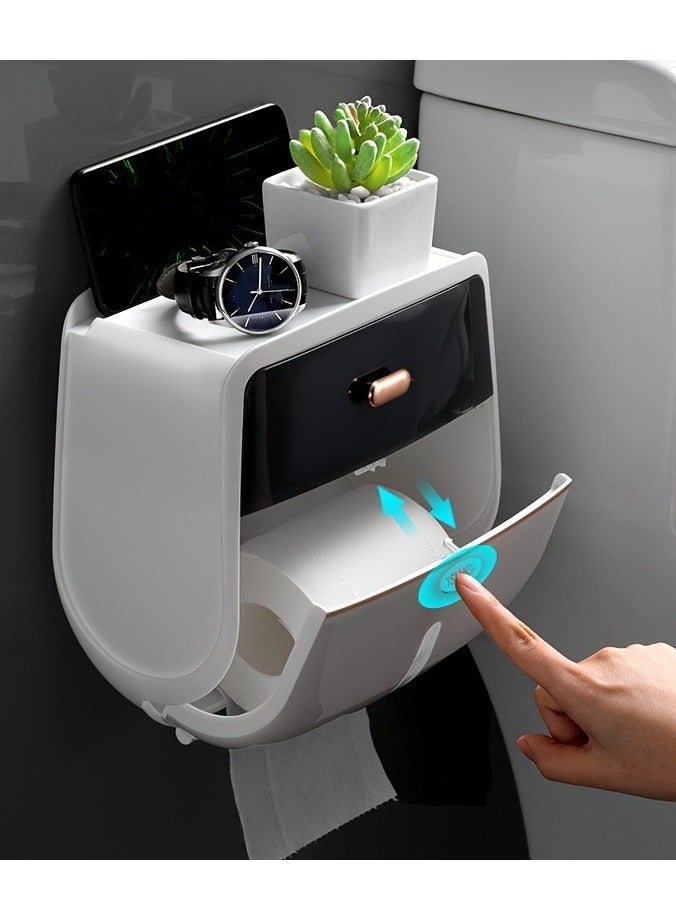 Wall-Mounted Toilet Paper Holder, Waterproof Tissue Box Shelf, Space-Saving, Modern Design, Suitable for Bathroom, Toilet, Home Decor, Easy to Install, Holds Multiple Rolls, Durable, Rust-Resistant, Bathroom Accessories, Home Improvement - Image 3