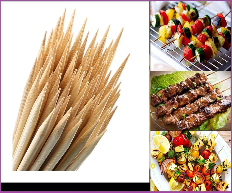 Stager Wooden Skewers/BBQ Sticks for Seekh, Kabab, Paneer, Tikka & Silicone Oil Brush for Cooking, Pastry Brushes for Grilling, Tandoor, BBQ. Stick 100pcs (10 Inch) + Oil Brush (Pack of 1-17cmX3cm). - Image 4