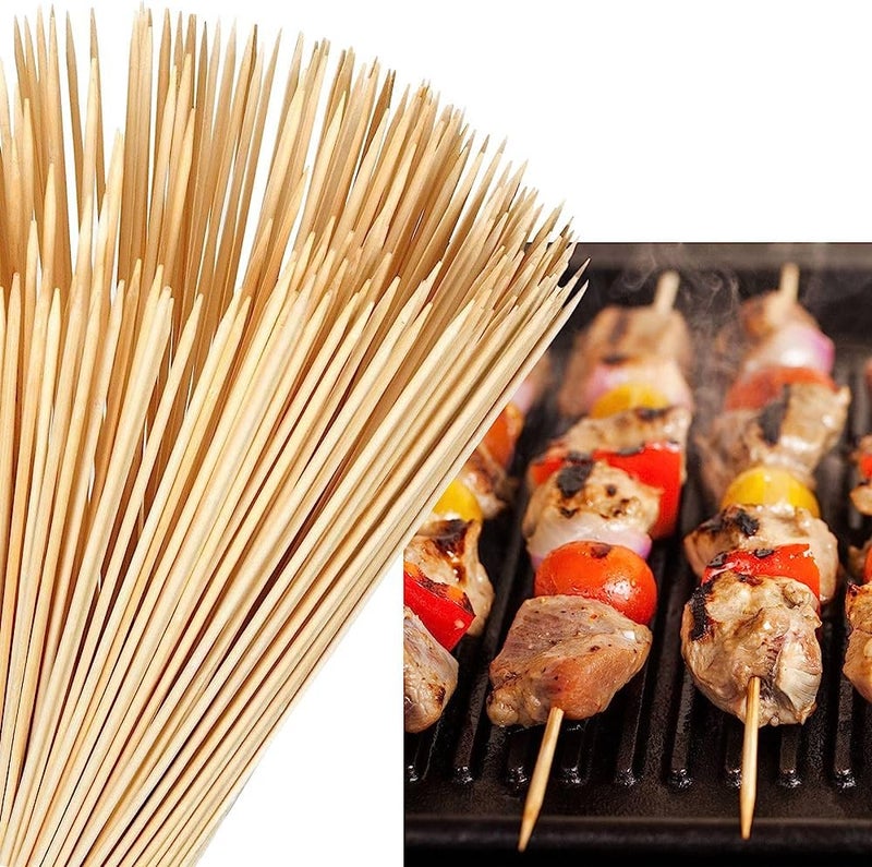 Stager Wooden Skewers/BBQ Sticks for Seekh, Kabab, Paneer, Tikka & Silicone Oil Brush for Cooking, Pastry Brushes for Grilling, Tandoor, BBQ. Stick 100pcs (10 Inch) + Oil Brush (Pack of 1-17cmX3cm). - Image 2