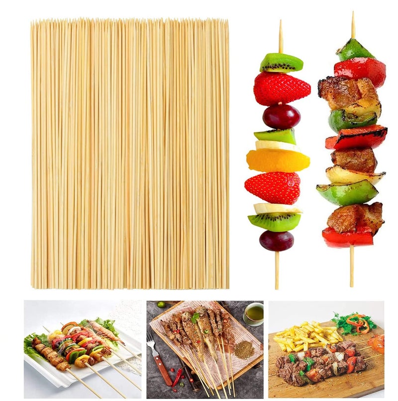 Stager Wooden Skewers/BBQ Sticks for Seekh, Kabab, Paneer, Tikka & Silicone Oil Brush for Cooking, Pastry Brushes for Grilling, Tandoor, BBQ. Stick 100pcs (10 Inch) + Oil Brush (Pack of 1-17cmX3cm). - Image 3