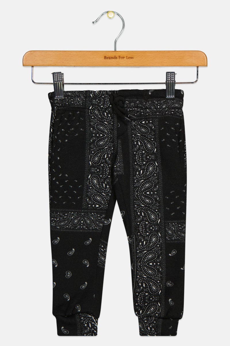 Originals by Brooklyn Cloth Toddlers Boy Paisley Print Jogger Pants, Black Combo  - Image 1