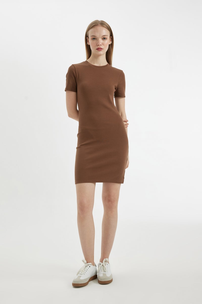 DeFacto Woman Bodycon Crew Neck Ribbed Camisole Mini Dress  - Image 1