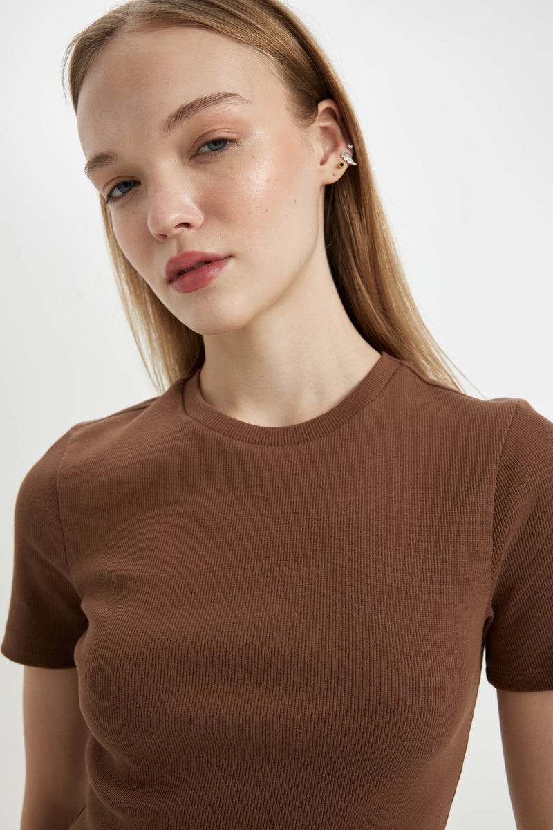 DeFacto Woman Bodycon Crew Neck Ribbed Camisole Mini Dress  - Image 3