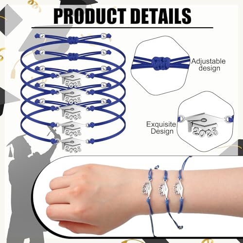 Trnayi 30 Pcs 2025 Graduation Bracelet Gifts Bulk for Her/Him Compass Bracelets for High Middle College Graduation Gifts(Blue) - Image 3