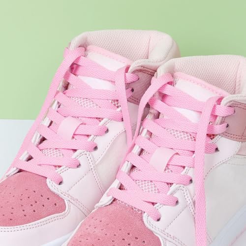 Stepace [2 Pairs Flat Shoe Laces for Sneakers 5/16" Width 30"-72" Length 26 Color Shoelaces Pink 54"(137 cm) - Image 2