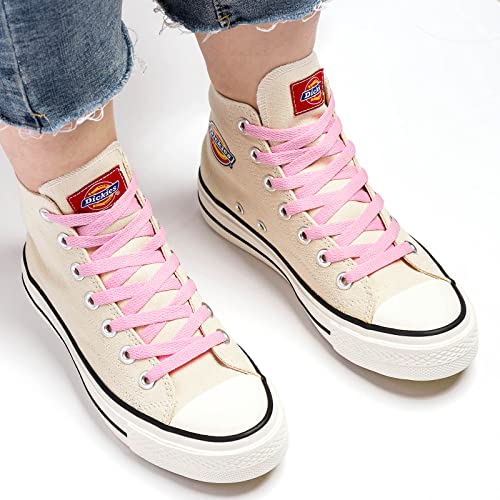 Stepace [2 Pairs Flat Shoe Laces for Sneakers 5/16" Width 30"-72" Length 26 Color Shoelaces Pink 54"(137 cm) - Image 3