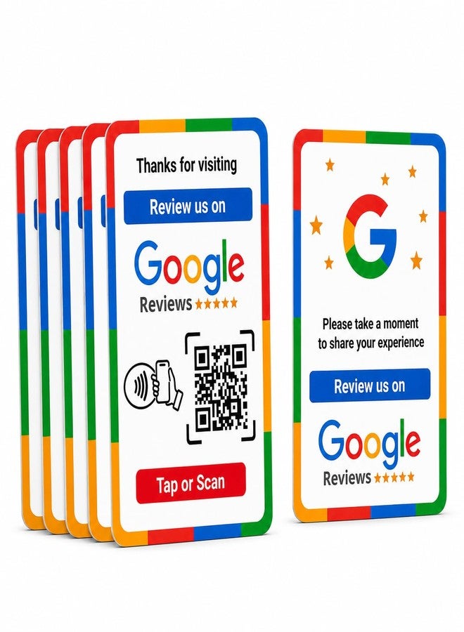 QRLynk NFC Tap Google Review Card - Boost Customer Feedback with Tap & Scan QR - No App, No Subscription - Works on iPhone & Android (6 Pack) - Image 1
