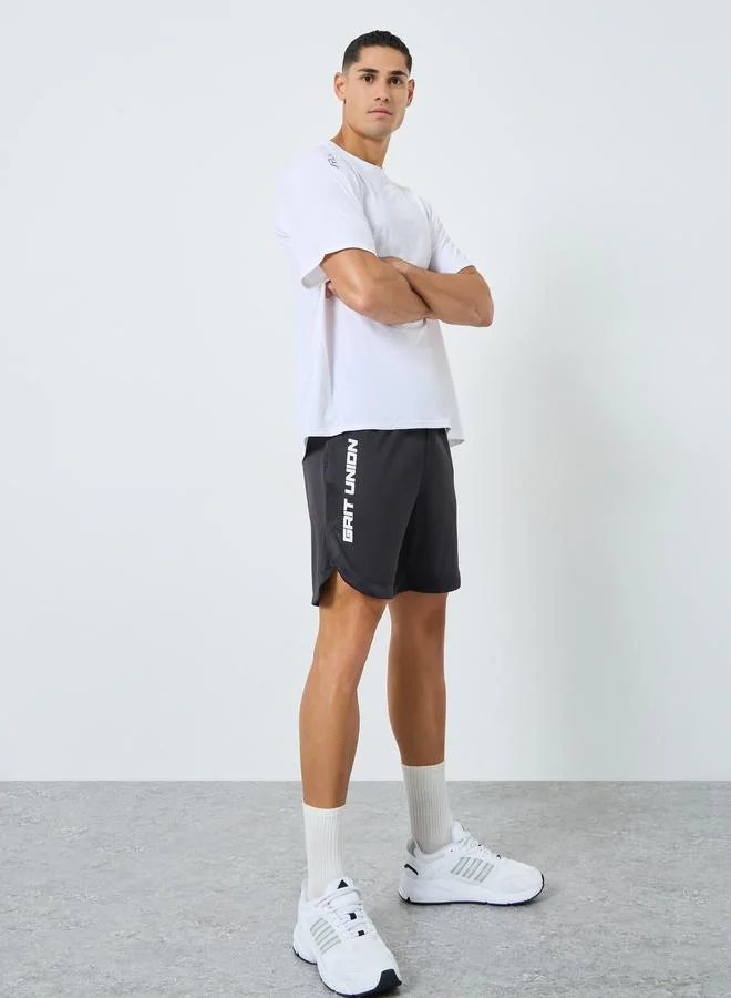 Styli Text Print Workout Shorts with Pocket