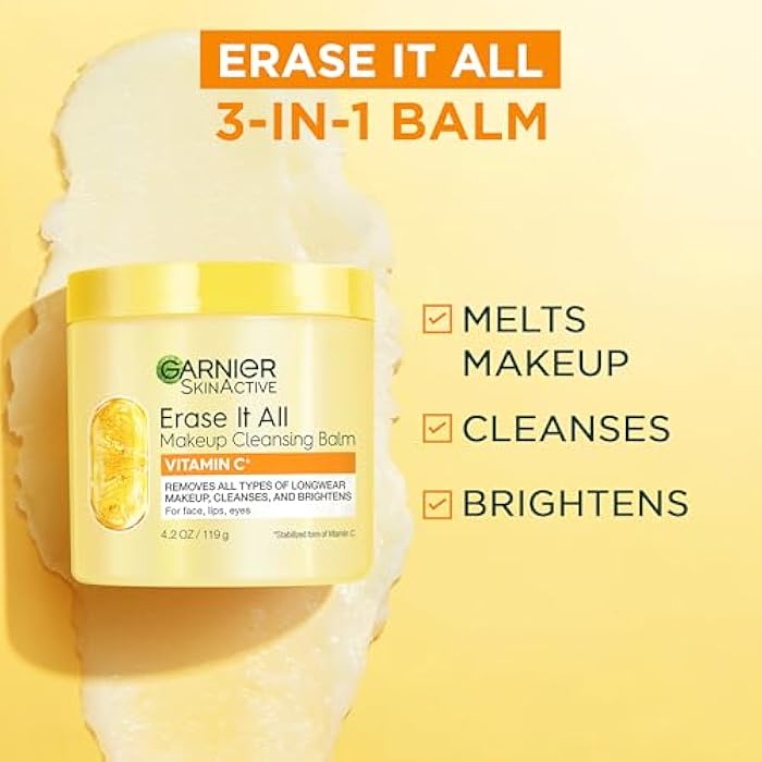 Garnier Erase It All Makeup Cleansing Balm with Vitamin C, Brightening Facial Cleanser and Makeup Remover, 4.2 Oz - Image 2