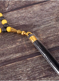 The Black Pearl Accessories Black & Yellow Alabaster Stone Prayer Bead of 33 Beads  - Image 4