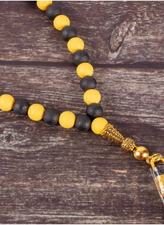 The Black Pearl Accessories Black & Yellow Alabaster Stone Prayer Bead of 33 Beads  - Image 3