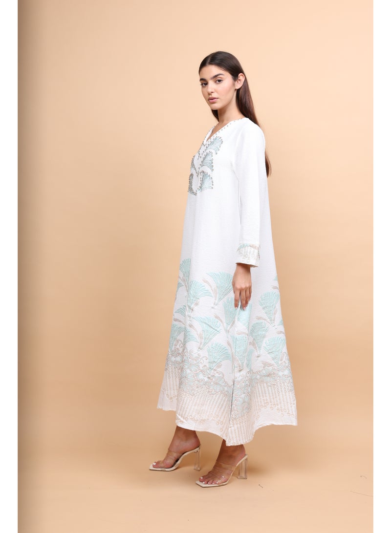 IKKXA Embroidery Modern Crystal Jalabiya - Image 3