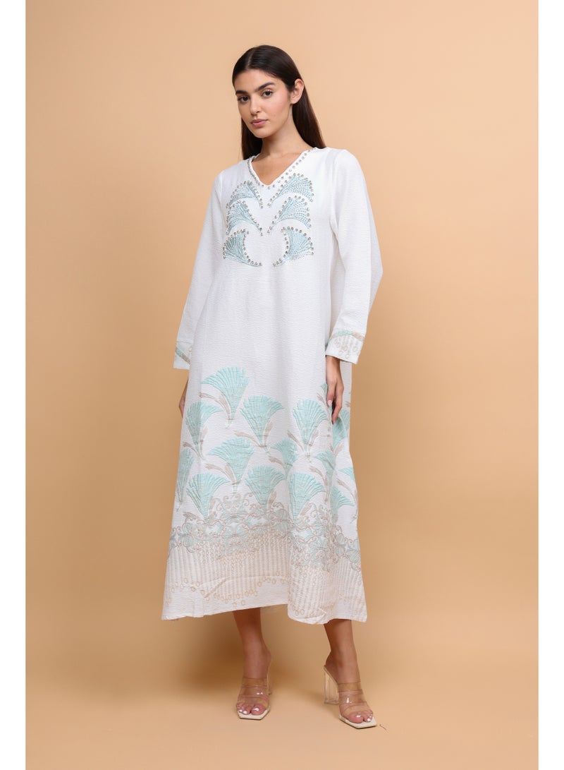 IKKXA Embroidery Modern Crystal Jalabiya - Image 5