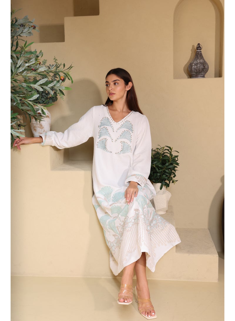 IKKXA Embroidery Modern Crystal Jalabiya - Image 1