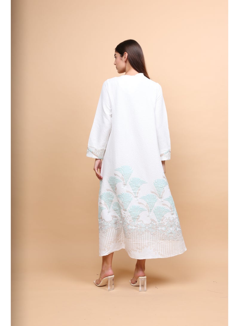 IKKXA Embroidery Modern Crystal Jalabiya - Image 4