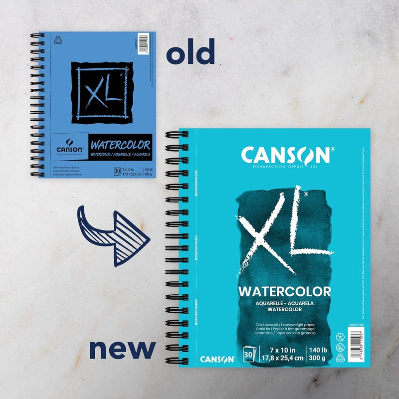 Canson XL Series Watercolor Paper Wirebound Pad 7x10 inches 30 Sheets 140lb300g  Artist Paper for Adults and Students  Watercolors Mixed Media Markers and Art Journaling - Image 2