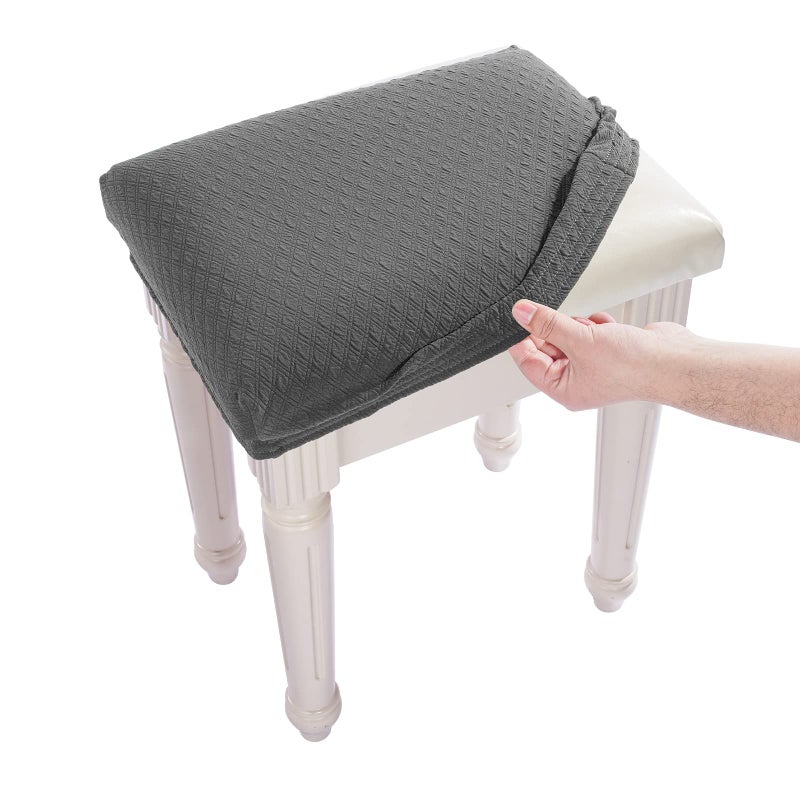 BUYUE BUYUE Luxury Vanity Bench Stool Cover 15 20 L x 118 157 W Rectangle Small Bench Stretch Jacquard Washable Slipcover XS Grey 