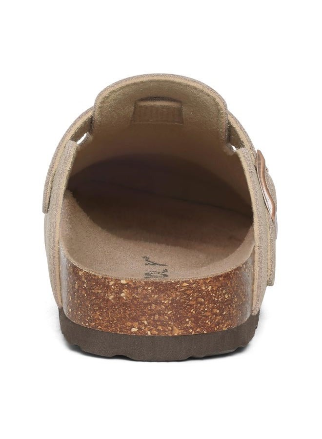 ODOLY Genuine Suede Clogs for Women Men Soft Cork Footbed Leather Mules Comfort Potato Shoes with Arch Support, Dark Grey, 8.5-9 Women/7-7.5 Men - Image 4