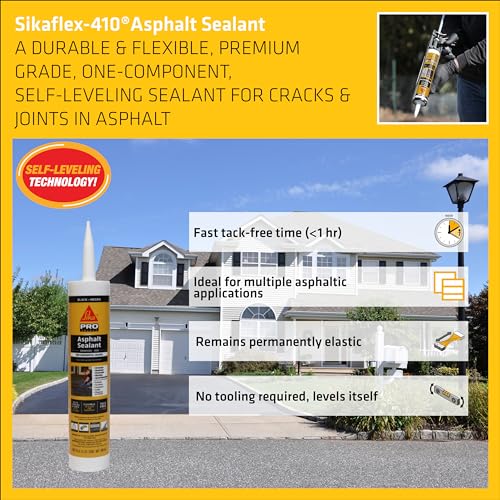 SIKA Sikaflex-410 Asphalt Sealant, Black, Self-Leveling Hybrid Sealant for Filling Cracks in Asphalt Driveways,Roadways and Pavements - 9 fl. oz. Cartridge,Fills Cracks up to 1.5 in. Wide(Pack of 12) - Image 3