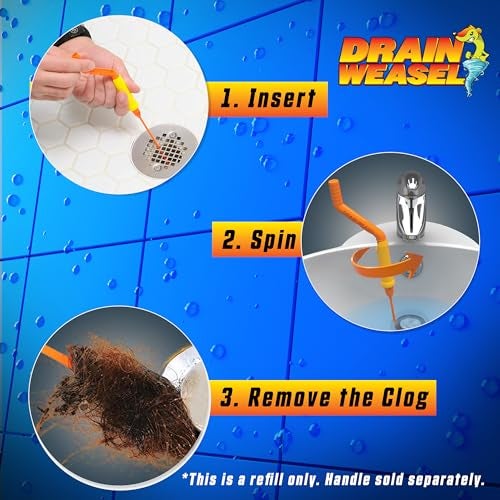 FlexiSnake Drain Weasel Refill - Sink Snake Hair Clog Remover Tool, Sink, Pipe, Bathroom, Bathtub Drain Cleaner, 18-inch Long Flexible Disposable Wands, Made in The USA, 5 Pack - Image 4
