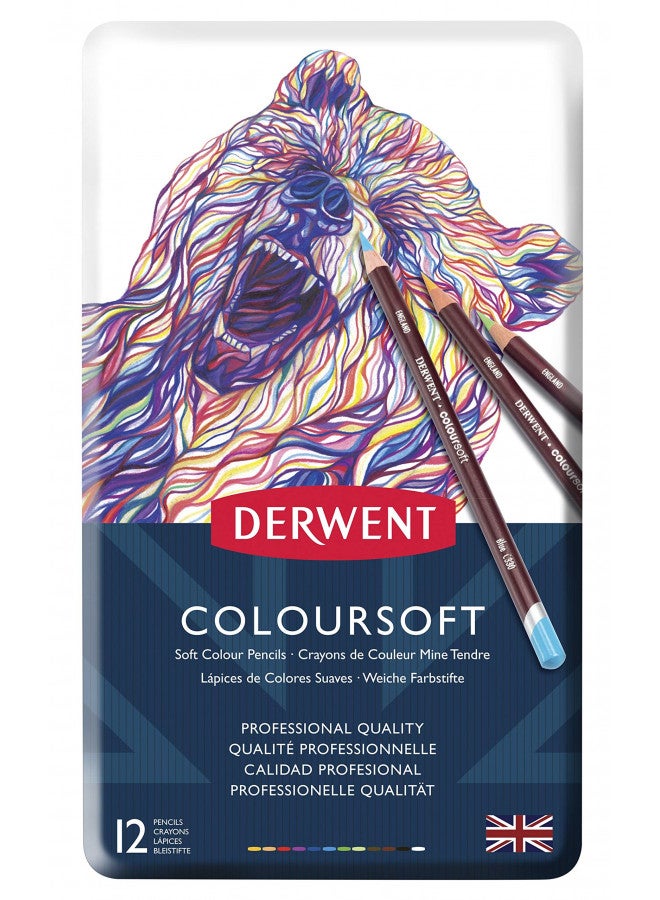 Derwent Colorsoft Pencils, 4mm Core, Metal Tin, 12 Count (0701026) - Image 2