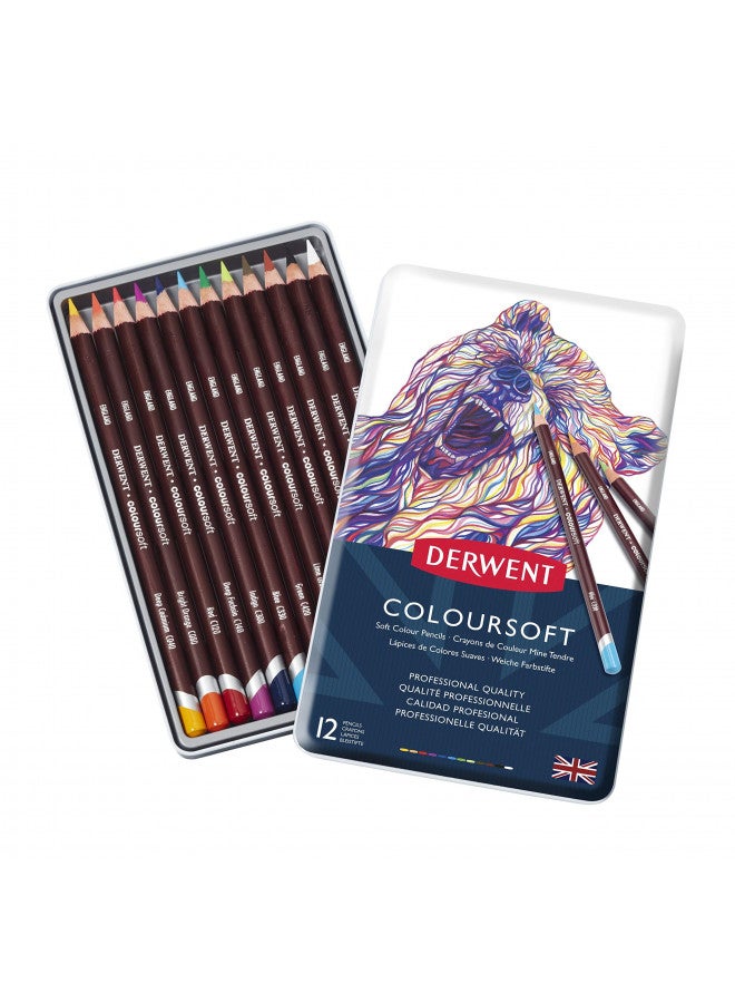 Derwent Colorsoft Pencils, 4mm Core, Metal Tin, 12 Count (0701026) - Image 1