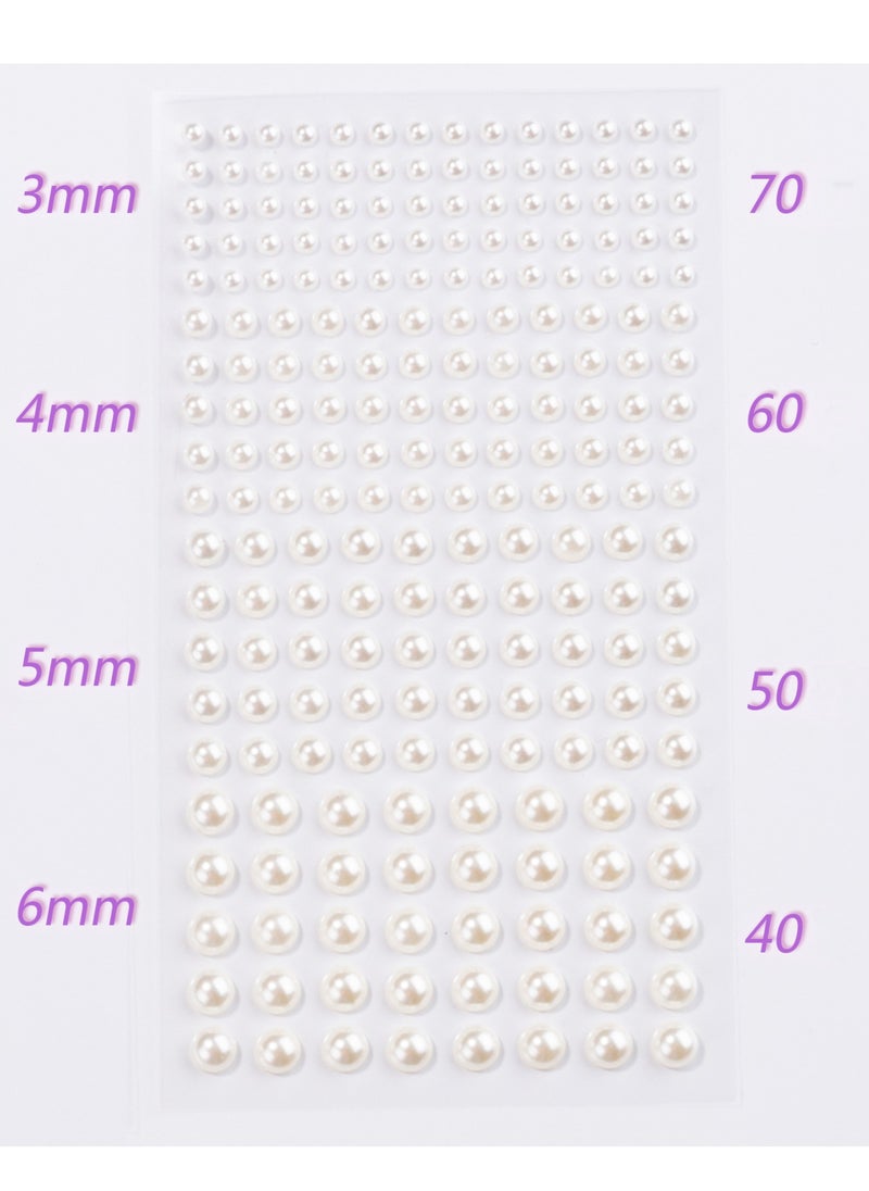 Generic 2 Sheets 3D Self Adhesive White Pearl Body Eyeshadow Sticker, Women Nail Art Decoration Kids DIY Craft Accessories  - Image 1